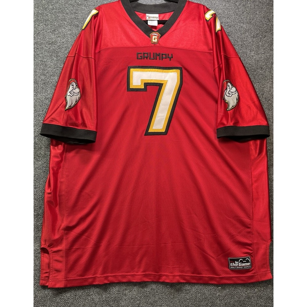 Disney Grumpy 7 Football Jersey Mens XXL Big Fit Red Tackle Twill Walt Disney